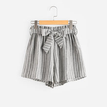 Load image into Gallery viewer, Striped Bow Tie &amp; Elastic Waist Shorts
