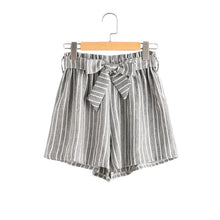 Load image into Gallery viewer, Striped Bow Tie &amp; Elastic Waist Shorts