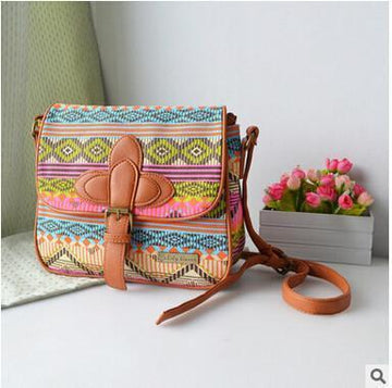 Patterned Canvas Shoulder Bag