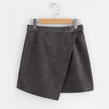 Asymmetric Corduroy Skirt