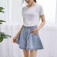 Load image into Gallery viewer, Beading Design A-Line Denim Shorts