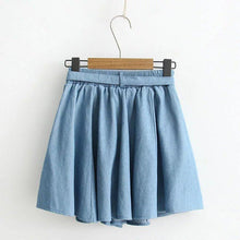 Load image into Gallery viewer, Bow Tied Elastic Waist Denim Skirt