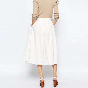 High Waist Button-Up Midi Skirt