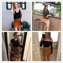 Load image into Gallery viewer, Scallop Hem Suede Skirt