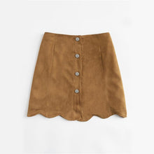 Load image into Gallery viewer, Scallop Hem Suede Skirt