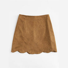 Load image into Gallery viewer, Scallop Hem Suede Skirt