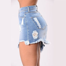 Load image into Gallery viewer, Shredded Denim Mini Skirt