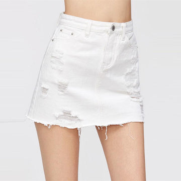 Shredded Denim Skirt