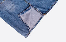 Load image into Gallery viewer, Shredded Pencil Denim Skirt