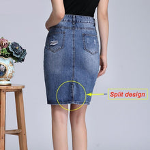Load image into Gallery viewer, Shredded Pencil Denim Skirt