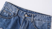 Load image into Gallery viewer, Shredded Pencil Denim Skirt