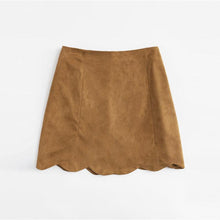 Load image into Gallery viewer, Scallop Hem Suede Skirt