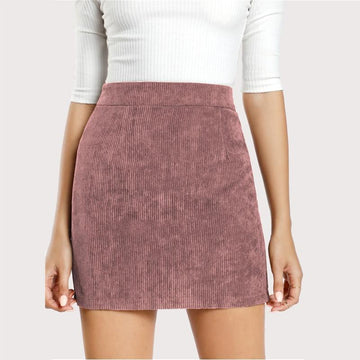 Solid Corduroy Bodycon Skirt