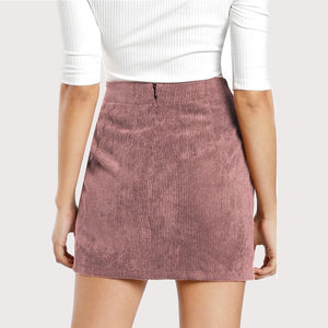 Solid Corduroy Bodycon Skirt