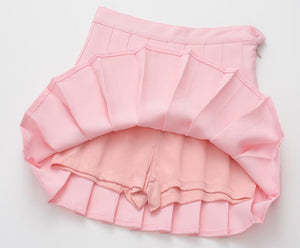 Solid Pleated Mini Skirt