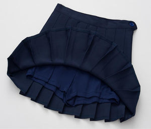 Solid Pleated Mini Skirt