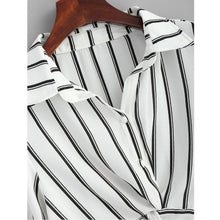 Load image into Gallery viewer, Striped Turn-Down Collar Crop Shirt