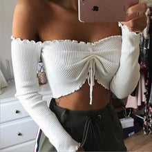 Load image into Gallery viewer, Bow Tied Long Sleeve Off-Shoulder
