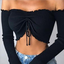 Load image into Gallery viewer, Bow Tied Long Sleeve Off-Shoulder