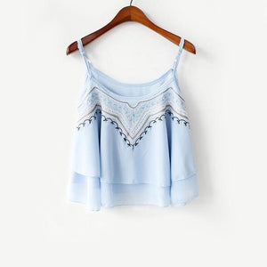 Casual Embroidery Crop Top
