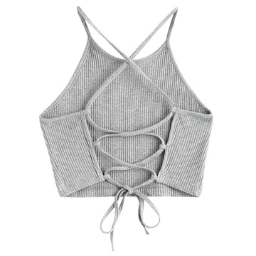 Lace Up Crop Tank Top