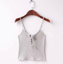 Load image into Gallery viewer, Lace-Up V-Neck Tank Top