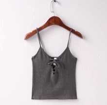 Load image into Gallery viewer, Lace-Up V-Neck Tank Top