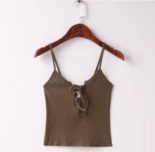 Load image into Gallery viewer, Lace-Up V-Neck Tank Top