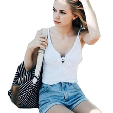 Load image into Gallery viewer, Lace-Up V-Neck Tank Top