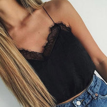 Load image into Gallery viewer, Lace V-Neck Crop Tank Top