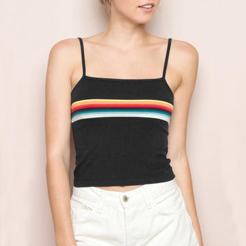 Rainbow Striped Crop Tank Top