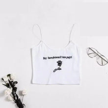 Load image into Gallery viewer, Rose Spaghetti Strap Crop Top