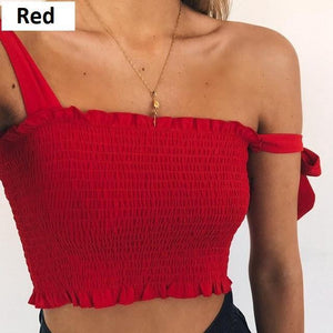 Ruched Pleated Crop Tank Top