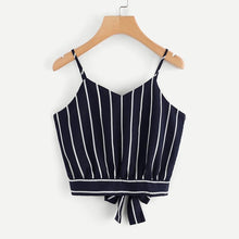 Load image into Gallery viewer, Striped Bow Tie Crop Top