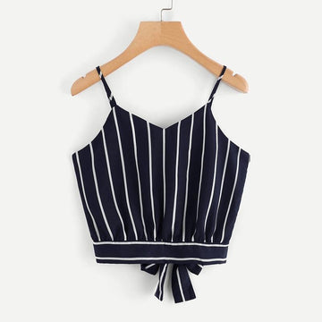Striped Bow Tie Crop Top