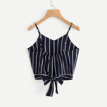 Load image into Gallery viewer, Striped Bow Tie Crop Top