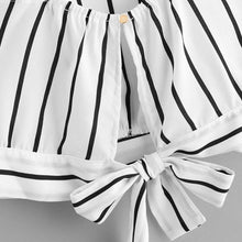 Load image into Gallery viewer, Striped Bow Tie Crop Top