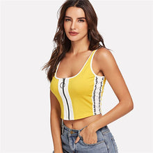 Load image into Gallery viewer, Striped Zip-Up Crop Top