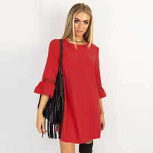 Load image into Gallery viewer, 3/4 Flare Sleeve O-Neck Dress