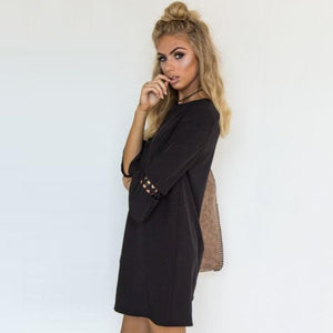 3/4 Flare Sleeve O-Neck Dress