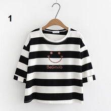 Load image into Gallery viewer, &#39;Be Smile&#39; 3/4 Sleeve Crop T-Shirt