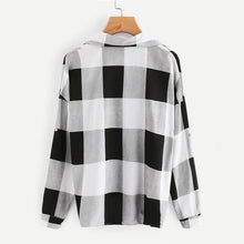 Load image into Gallery viewer, Bow Tie Plaid Turn-Down Collar Shirt