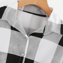 Load image into Gallery viewer, Bow Tie Plaid Turn-Down Collar Shirt