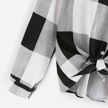 Load image into Gallery viewer, Bow Tie Plaid Turn-Down Collar Shirt