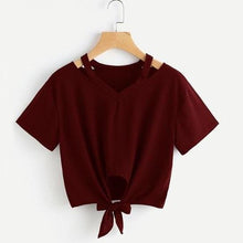 Load image into Gallery viewer, Bow Tie V-Neck T-Shirt