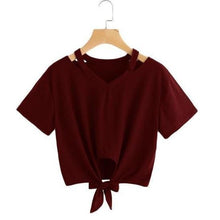 Load image into Gallery viewer, Bow Tie V-Neck T-Shirt