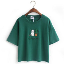 Load image into Gallery viewer, &#39;CAT AND ME&#39; Embroidery T-Shirt (4 Colors)
