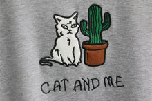 Load image into Gallery viewer, &#39;CAT AND ME&#39; Embroidery T-Shirt (4 Colors)