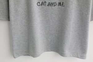 'CAT AND ME' Embroidery T-Shirt (4 Colors)