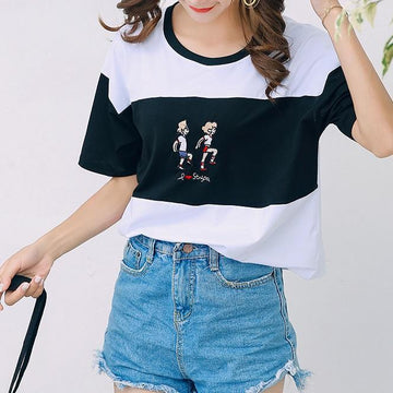 Character Embroidery Crop T-Shirt